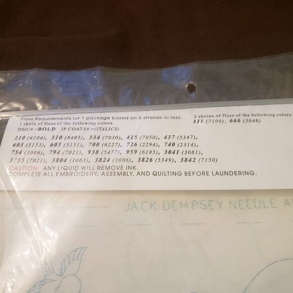 Jack Dempsey Needle Art Stamped White Nursery Quilt Blocks 9" Girl 300 #21 - Picture 4 of 4